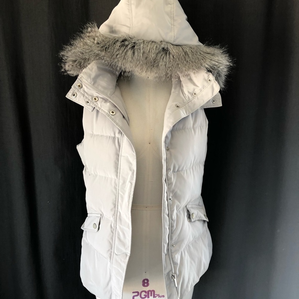 Talbots light grey down vest with hood